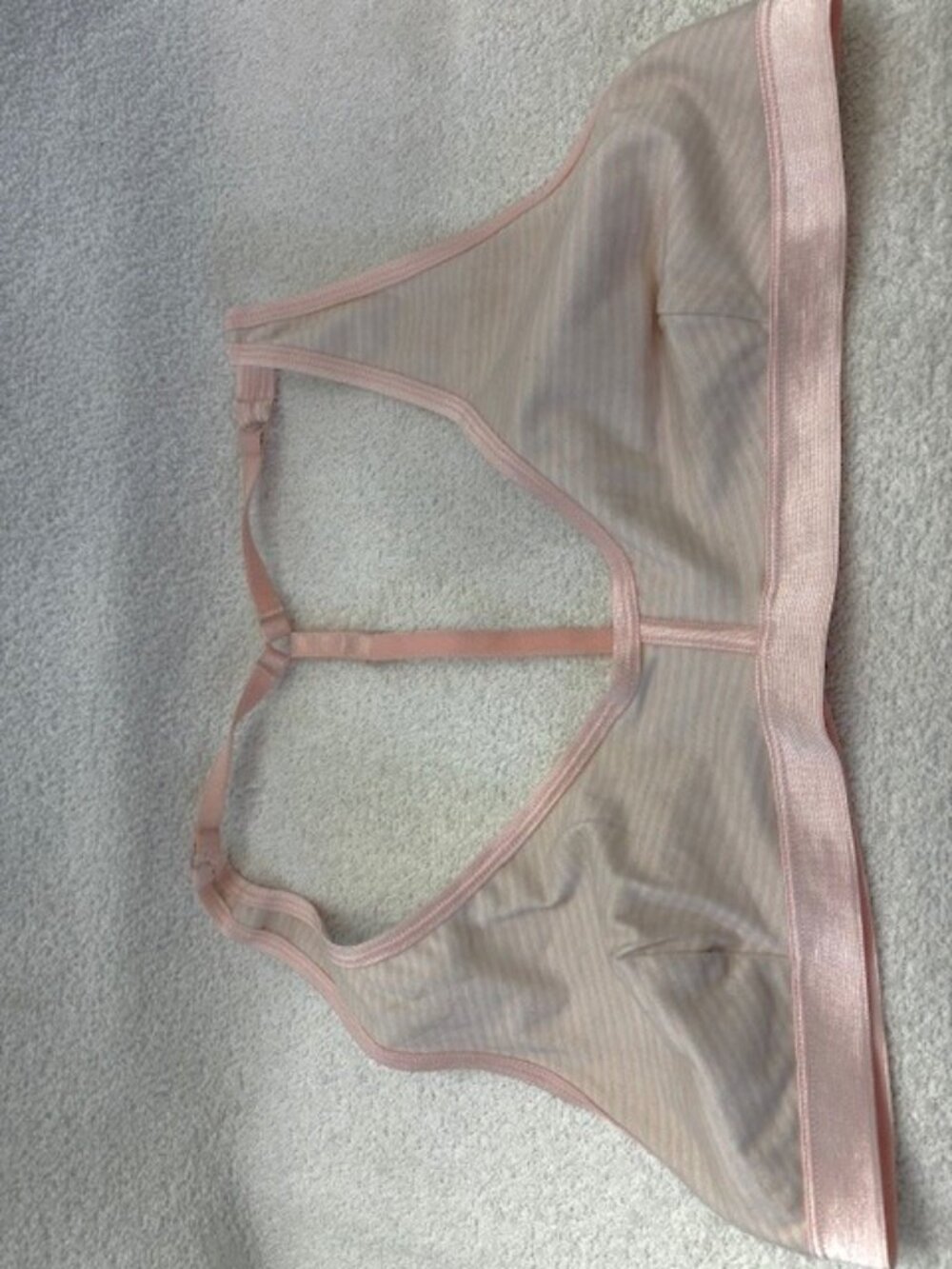 Out From Under bralette/lounge bra pink stripe with solid pink trim NWOT Size L